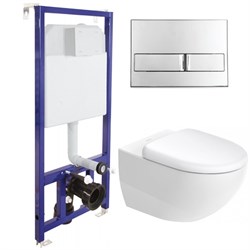 Комплект унитаза Duravit Architec 45720900A1 с инсталляцией Berges Wasserhaus Novum L3 040213 с сиденьем Микролифт и клавишей смыва Хром - фото 4136298