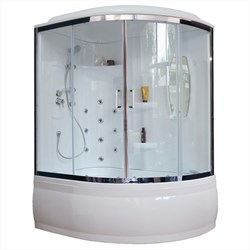 Душевой бокс Royal Bath ALP 150x100  с гидромассажем стекло прозрачное задние стенки Белые - фото 4366983