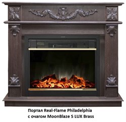 Пристенный электрокамин Real-Flame Philadelphia 25,5/26 DN с очагом Moonblaze lux Bl/Br - фото 4741220
