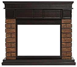Широкий портал Firelight Bricks Wood 25 камень темный, шпон венге - фото 4759709