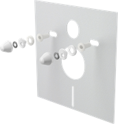 ALCA PLAST Шумоизоляция для инсталляции подвесного унитаза и биде с принадлежностями и колпачками (белыми)