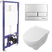 Комплект унитаза Villeroy&Boch O Novo 5660H101 с инсталляцией Berges Wasserhaus Novum L3 040213 с сиденьем Микролифт и клавишей смыва Хром S361005